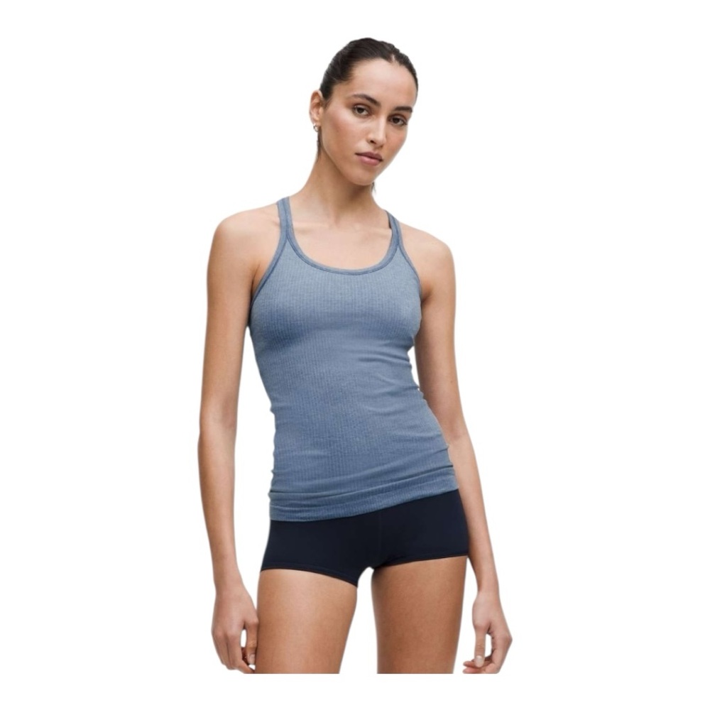 Lululemon Ebb to Street Tank Top B/C Cup Yoga Seamless Washed Denim Size 14 NWT